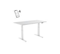 Bureau motorisé assis-debout 150x75cm Plateau blanc/Pied blanc