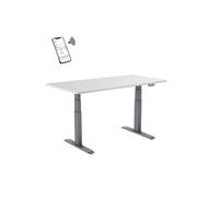 Bureau motorisé assis-debout 150x75cm Plateau blanc/Pied gris