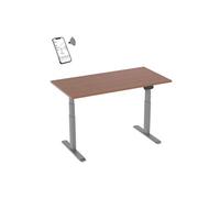 Bureau motorisé assis-debout 150x75cm Plateau noyer/Pied gris