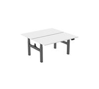 Double bureau motorisé assis-debout 150x75cm Plateaux blancs/Pied noir