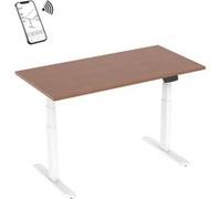Bureau motorisé assis-debout 150x75cm Plateau noyer/Pied blanc