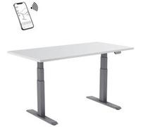 Bureau motorisé assis-debout 120x75cm, Plateau blanc/Pied gris