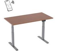 Bureau motorisé assis-debout 150x75cm Plateau noyer/Pied gris