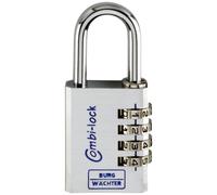 Burg Wächter 3651 Cadenas 40.00 mm aluminium argenté (chromé) avec serrure à combinaison