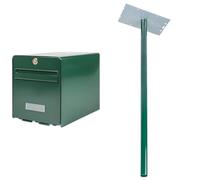 BURG-WÄCHTER Boîte aux Lettres Agréée La Poste, 1 Porte, 501 VE Favor, Vert, en Acier Galvanisé & Pied pour Boîte aux Lettres, 115 cm de Long, Acier Galvanisé, Vert