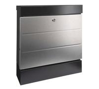 Burg-WÄCHTER Boîte aux Lettres avec Compartiment à journaux sans Plaque Nominative, Acier/INOX, Vernis, résistante à la Corrosion, Format d’Introduction DIN C4, 2 clés, Newyork 6850 B+S, Noire/INOX