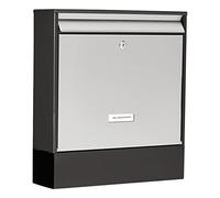 BURG-WÄCHTER, Boîte aux Lettres en Acier Inoxydable avec Boîte à journal, Format de Fente: A4, Boîtier en Acier Galvanisé avec Porte en Acier Inoxydable, Oxford 6877 B+S, Noir mat