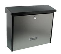 BURG-WÄCHTER, Boîte aux Lettres en Acier Inoxydable, Format de Fente: A4, Boîtier en Acier Galvanisé avec Porte en Acier Inoxydable, London 6867 B+S, Noir mat/Argenté
