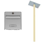 BURG-WÄCHTER, Boîte aux Lettres Normalisée en Acier Galvanisé avec Porte à Ouverture Totale, Stop-Courrier (Porte bloquée à 120°), 1 Porte, Favor, Gris & Pied pour Boîte aux Lettres, 115 cm
