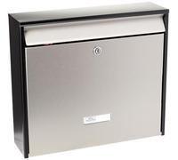BURG-WÄCHTER Boîte aux lettres sans porte-journaux avec fenêtre pour nom, Acier galvanisé et inox, Fente DIN C4, 2 clés, Oxford 6877 B+S, Inox/noir (similaire à RAL 9005)