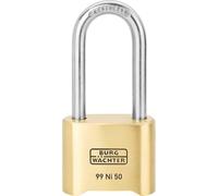 BURG-WÄCHTER, Cadenas à Combinaison Variable, 4 rouleaux numerotés, 1 Clé Incluse, Laiton, N° 99 Ni 50 HB 65 SB
