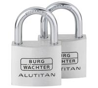 BURG-WÄCHTER, Cadenas à Cylindre, Lot de 2 Pièces, 6,5 mm d'Epaisseur de Anse, 4 Clés, DUO 770 40 SB