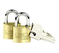 BURG-WÄCHTER, Cadenas Standard à Cylindre, Lot de 2, Anse de 5 mm de diamètre, Protection contre l'Ouverture par Coupe-Boulons et Perçage, 4 Clés, Duo 222 30 SB
