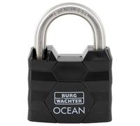 BURG-WÄCHTER Ocean 490 Ni 50 SB Cadenas avec 2 clés, épaisseur de l'anse 8 mm, résistant à l'eau de mer, corps en laiton massif, double verrouillage, noir