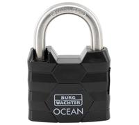 BURG-WÄCHTER Ocean 490 Ni 60 SB Cadenas avec 2 clés, épaisseur de l'anse 9,5 mm, résistant à l'eau de mer, corps en laiton massif, double verrouillage, noir
