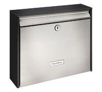 Burg Wächter Boîte aux lettres Oxford 6877 B+S Acier galva/inox, fente DIN C4, 2 clés, inox/noir
