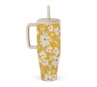 BURGA Gobelet 1,2 L avec Poignée et Paille - Bouteille Isotherme Étanche, garde les boissons chaudes 12 h et froides toute la journée, compatible porte-gobelets, gobelet de voyage en acier inoxydable