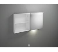 burgbad Badu armoire de toilette avec éclairage LED à poser, 1 porte butée à droite, 1 étagère ouverte, avec éclairage LED du lavabo, largeur 1200mm, SFUC120RF3698G0196, Couleur: Tectona décor cannell