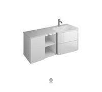 burgbad Badu lavabo en fonte minérale blanc brillant, inclus meuble sous lavabo, 2 tiroirs, 1 étagère ouverte, 1 porte, version gauche, largeur 1220mm, SFUI122LF3967C0001G0196, Couleur: Graphite doux