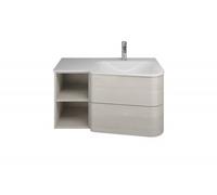 burgbad Badu lavabo en fonte minérale blanc brillant, meuble sous lavabo inclus, 2 tiroirs, 1 étagère ouverte, version gauche, largeur 920mm, SFUV092LF3967C0001G0196, Couleur: Graphite doux mat / Grap