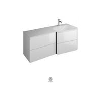 burgbad Badu lavabo en fonte minérale blanc brillant, meuble souslavabo inclus, 2 tiroirs, 2 coulissants, version droite, largeur 1220mm, SFUG122RF3967C0001G0196, Couleur: Graphite doux mat / Graphite