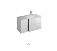 burgbad Badu lavabo en fonte minérale blanc velours, meuble souslavabo inclus, 2 tiroirs, 1 porte, version gauche, largeur 920mm, SFUH092LF3967C0037G0196, Couleur: Graphite doux mat / Graphite doux ma