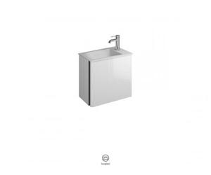 burgbad Badu lavabo en minéral coulé blanc brillant, inclus meuble sous lavabo, 1 portes charnière à gauche, largeur 520mm, SFUM052RF3967C0001G0196, Couleur: Graphite doux mat / Graphite doux mat, poi