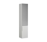 burgbad Eqio Armoire haute 2 portes, charnières à droite, 1 porte miroir extérieur, 1760x350x320mm, HSKW035RF2009G0146, Couleur: Blanc brillant / Blanc brillant, poignée chromée G0146