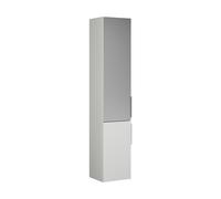 burgbad Eqio Armoire haute 2 portes, charnières à gauche, 1 porte miroir extérieur, 1760x350x320mm, HSKW035LF2009G0146, Couleur: Blanc brillant / Blanc brillant, poignée chromée G0146