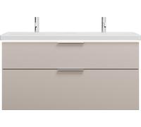 burgbad Eqio double lavabo en céramique, meuble sous-lavabo avec éclairage LED inclus, avec 2 tiroirs, largeur 1230mm, SEZC123F6583C0001G0146
