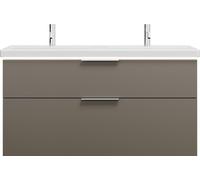 burgbad Eqio double lavabo en céramique, meuble sous-lavabo avec éclairage LED inclus, avec 2 tiroirs, largeur 1230mm, SEZC123F2010C0001G0146