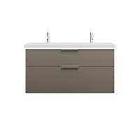 burgbad Eqio double lavabo en céramique, meuble sous-lavabo avec éclairage LED inclus, avec 2 tiroirs, largeur 1230mm, SEZC123F2010C0001G0146