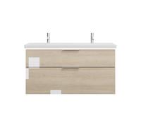 burgbad Eqio double lavabo en céramique, meuble sous-lavabo avec éclairage LED inclus, avec 2 tiroirs, largeur 1230mm, SEZC123F3180C0001G0146, Couleur: Chêne Décor Cachemire / Chêne Décor Cachemire, m