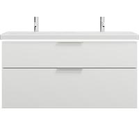 burgbad Eqio double lavabo en céramique, meuble sous-lavabo avec éclairage LED inclus, avec 2 tiroirs, largeur 1230mm, SEZC123F6582C0001G0146