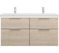burgbad Eqio double lavabo en céramique, meuble sous-lavabo avec éclairage LED inclus, avec 4 tiroirs, largeur 1230mm, SEZD123F3180C0001G0146