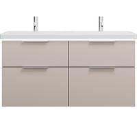 burgbad Eqio double lavabo en céramique, meuble sous-lavabo avec éclairage LED inclus, avec 4 tiroirs, largeur 1230mm, SEZD123F6583C0001G0146