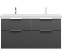 burgbad Eqio double lavabo en céramique, meuble sous-lavabo avec éclairage LED inclus, avec 4 tiroirs, largeur 1230mm, SEZD123F6584C0001G0146