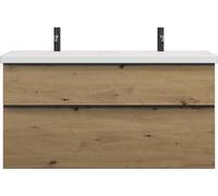 burgbad Eqio double lavabo en céramique y compris meuble sous-lavabo avec 2 tiroirs, largeur 1230mm, SEYS123F5662C0001G0252
