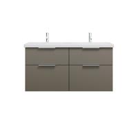 burgbad Eqio double lavabo en céramique y compris meuble sous-lavabo avec 4 tiroirs, largeur 1230mm, SEYT123F2010C0001G0146, Couleur: Gris brillant / Gris brillant, poignée chromée G0146