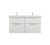 burgbad Eqio double lavabo en céramique y compris meuble sous-lavabo avec 4 tiroirs, largeur 1230mm, SEYT123F2009C0001G0146, Couleur: Blanc brillant / Blanc brillant, poignée chromée G0146
