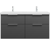 burgbad Eqio double lavabo en céramique y compris meuble sous-lavabo avec 4 tiroirs, largeur 1230mm, SEYT123F6584C0001G0146