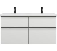 burgbad Eqio double lavabo en céramique y compris meuble sous-lavabo avec 4 tiroirs, largeur 1230mm, SEYT123F2009C0001G0252