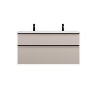 burgbad Eqio double lavabo en fonte minérale, meuble sous-lavabo avec 2 tiroirs inclus, largeur 1220mm, SHCD122F6583C0001G0252