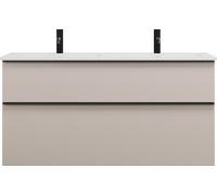 burgbad Eqio double lavabo en fonte minérale, meuble sous-lavabo avec 2 tiroirs inclus, largeur 1220mm, SHCD122F6583C0001G0252