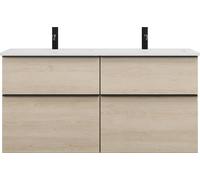 burgbad Eqio double lavabo en fonte minérale, meuble sous-lavabo avec 4 tiroirs inclus, largeur 1220mm, SHCF122F3180C0001G0252