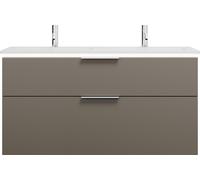 burgbad Eqio double lavabo en fonte minérale, meuble sous-lavabo avec éclairage LED inclus, avec 2 tiroirs, largeur 1220mm, SHCE122F2010C0001G0146