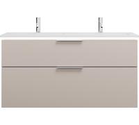 burgbad Eqio double lavabo en fonte minérale, meuble sous-lavabo avec éclairage LED inclus, avec 2 tiroirs, largeur 1220mm, SHCE122F6583C0001G0146