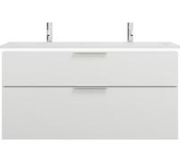 burgbad Eqio double lavabo en fonte minérale, meuble sous-lavabo avec éclairage LED inclus, avec 2 tiroirs, largeur 1220mm, SHCE122F2009C0001G0146