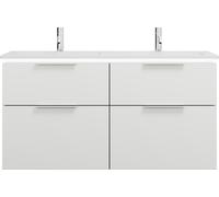 burgbad Eqio double lavabo en fonte minérale, meuble sous-lavabo avec éclairage LED inclus, avec 4 tiroirs, largeur 1220mm, SHCG122F6582C0001G0146