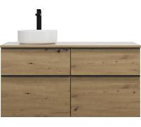 burgbad Eqio lavabo à poser en céramique rond, gauche, meuble sous-lavabo inclus, largeur 1200mm, SGUW120LF5662C0001G0252